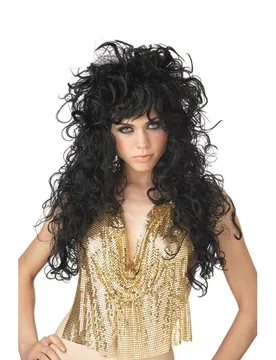 Lockige Perücke schwarz - KARNEVAL-MEGASTORE - FashionsVida