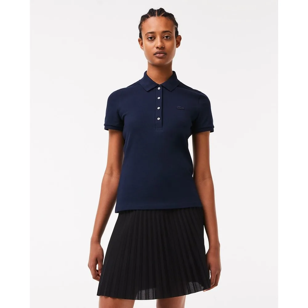 Polo de mujer en piqué de algodón stretch de manga corta - Lacoste - FashionsVida