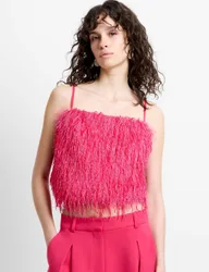 Textured Square Neck Top Pink female