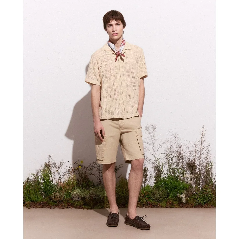 Bermuda de hombre de algodón cargo con cinturón - Green Coast - FashionsVida