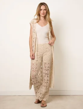 Crochet Flared Trousers - ONE / STONE - female - Blue Vanilla - FashionsVida