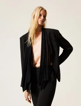 Blouson en crêpe avec écharpe plissée - TWINSET - FashionsVida