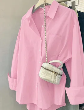 Camisa casual de mujer de talla grande de un solo pecho con bolsillo y manga larga de unicolor 3XL - Shein - FashionsVida