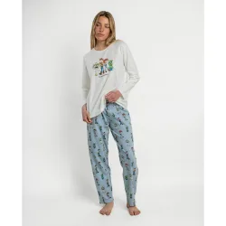 Pijama largo de mujer de punto de algodón