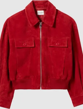 Cazadora de mujer en serraje con cuello camisero - CLAUDIE PIERLOT - FashionsVida