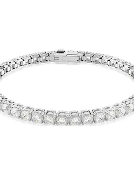 Braccialetto Matrix Tennis, Taglio Round, Bianco, Placcato rodio XL - Swarovski - FashionsVida