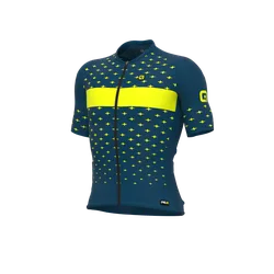 Maglia ciclismo PR-R STARS petrolio-giallo fluo