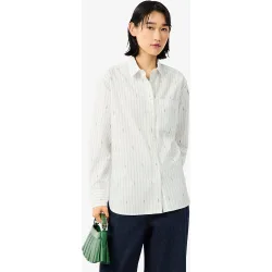 Camisa de mujer oversize de jacquard de rayas en de manga larga