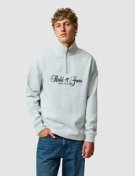 Jubilee Pure Cotton Half Zip Sweatshirt Grey Mix male