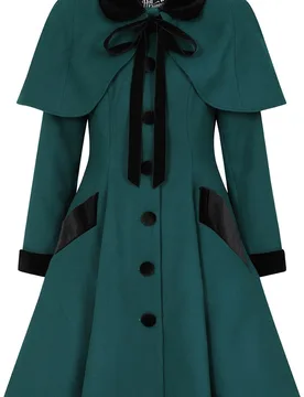 Rockabilly Mantel - Anouk Coat - XS bis XXL - für Damen - Größe XS - grün/schwarz - Frauen - female - Hell Bunny - FashionsVida