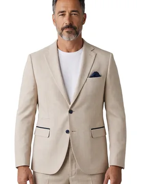 Mens Cream Checked Tailored Fit Blazer - Regent - Size 44 (Chest) - Paul Andrew - FashionsVida