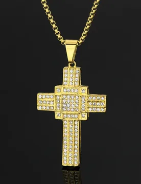 Religious Christ Jesus Cross Iced Out Bling Full CZ Pendant Men Gold Color Stainless Steel Necklace for Women Hip Hop Jewelry - Aliexpress - FashionsVida