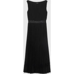 Vestido midi satinado plisado