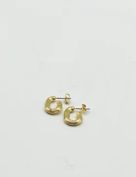 Women's Chunky Oval Half Hoop Earrings in Gold - Gold - Size: One Size - SVNX - FashionsVida