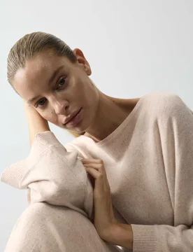 Merino Wool Blend Lounge Top with Cashmere Oatmeal female - Autograph - FashionsVida
