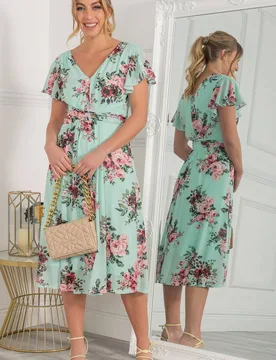 Women's Bethany Mesh Midi Dress in Green Size: 8 - Green - Size: 8 - Jolie Moi - FashionsVida