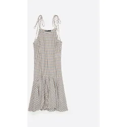 Vestido midi de cuadros con tirantes