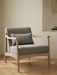 Sherwood Light Oak Chenille Accent Chair Grey