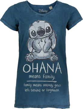 Disney T-Shirt - Las Ohana - S bis 4XL - für Damen - Größe S - blau - EMP exklusives Merchandise! - Frauen - female - Lilo & Stitch - FashionsVida