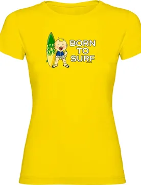 T-shirt à Manches Courtes Born To Surf Yellow 2XL - Kruskis - FashionsVida