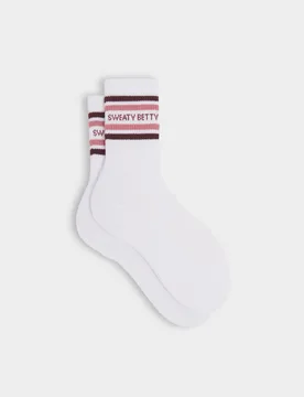 Varsity Slogan Cotton Rich Ribbed Socks Light Pink female - Sweaty betty - FashionsVida