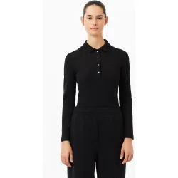 Polo de mujer slim fit en piqué elástico de manga larga