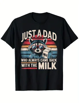 Just a Dad Who Always Came Back with The Milk Funny T-Shirt, 100% Cotton, Casual Crew Neck, Fathers Day Gift - Aliexpress - FashionsVida