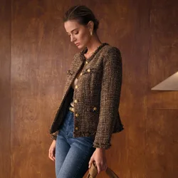 ABRIGO DE INVIERNO CON BOTONES DE TWEED L