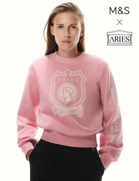 Pure Cotton Printed Sweatshirt Pink female - M&S x Aries - FashionsVida