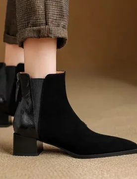 Mid Heels Women Chunky Short Boots Pointed Toe Elegant Shoes Designer New Chelsea Ankle Boots 2025 Winter New Pumps Zapatillas - Aliexpress - FashionsVida