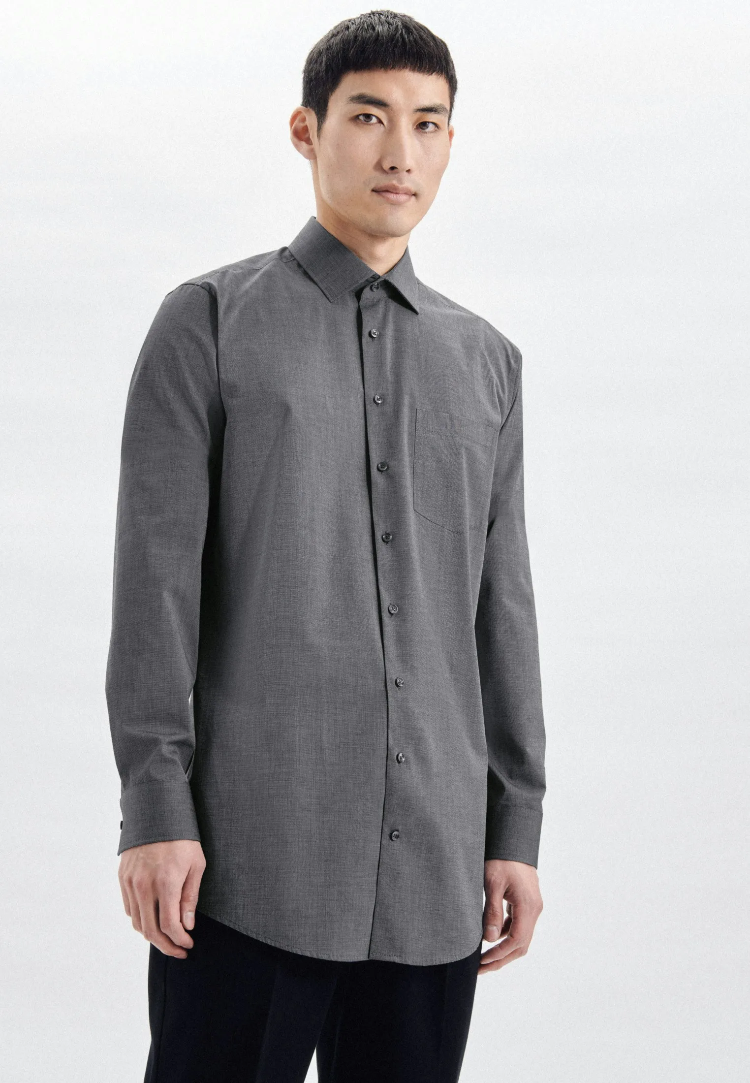 Regular Business Hemd Uni Grau 47 - Seidensticker - FashionsVida