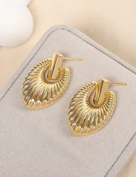 Silver Needle Luxury Gold Plated Textured U-shape Stud Earrings, Elegant Daily Wear Statement Jewelry Gift for Women - Aliexpress - FashionsVida