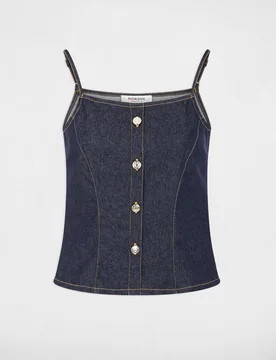 Top de mujer entallado de denim - Morgan - FashionsVida
