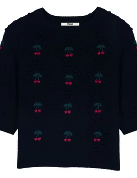 Jersey de mujer de lana con cerezas bordadas - Maje - FashionsVida
