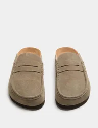 Suede Saddle Loafer Corkbed Mules Taupe male