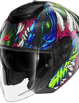Casco Moto Jet RS JET CARBON SHAYTAN Nero Verde Viola taglia 2XL - Shark - FashionsVida