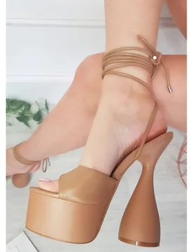 Women's Julia Extreme Platform Strappy High Heels in Taupe Size: 4 - Taupe - Size: 4 - IKRUSH - FashionsVida