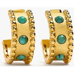 Pendientes de aro con baño de oro de 18 k y piedras decorativas