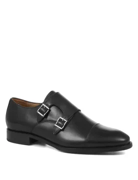 Leather Double Monk Strap Shoes Black female - Jones Bootmaker - FashionsVida