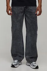 Mens Baggy Acid Wash Jeans - Black