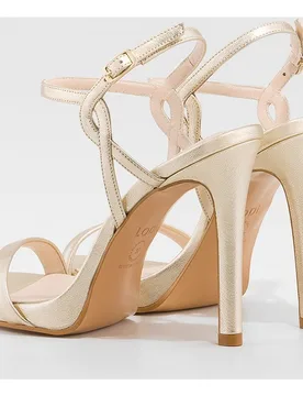 Sandalias de tacón alto de mujer en piel metalizada - Lodi - FashionsVida