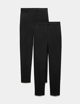 Pack Girls' Regular Leg Longer Length School Trousers (2-18 Yrs) Black female - M&S - FashionsVida