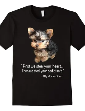Cute Yorkshire Terrier Dog Lover Gift T Shirt New 100% Cotton Short Sleeve O-Neck T-shirt Casual Mens Top - Aliexpress - FashionsVida
