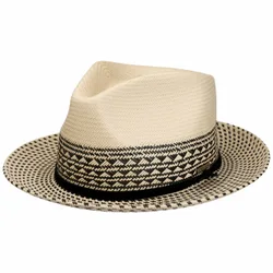 Meola Twotone Fedora Straw Hat by - nature-black - Size: M (56-57 cm)