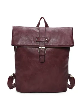Unisex Bravaro Foldtop Backpack in Burgundy - Burgundy - Size: One Size - Fontanella Fashion - FashionsVida