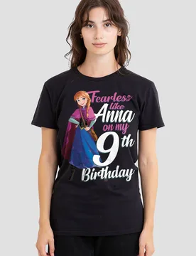Women's Frozen Fearless Like Anna 9th Birthday T-Shirt, Black Size: XL - Black - Size: XL - Disney - FashionsVida