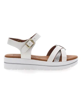 Sandali Bianchi e Argento con Fasce Incrociate 2 38 - PRIMA RIGA - FashionsVida