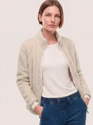Jacke aus Teddyfleece, #normale Größen, Farbe Beige, 52, kuschelig weich pflegeleicht Damen