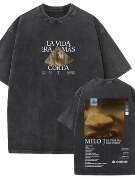 Washed Vintage Rapper Milo J La Vida Era Mas Corta Album Graphic T-shirt Men Women Hip Hop Fashion Pop Music T Shirts Streetwear - Aliexpress - FashionsVida