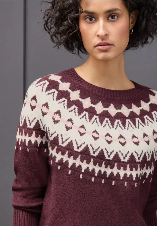 Pullover im Norweger-Look female Rot - Street One - FashionsVida